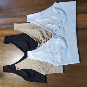 Freedom Size S/M NEW 3 Bras Set White Black Beige Stretchy Wire-free Pullover
